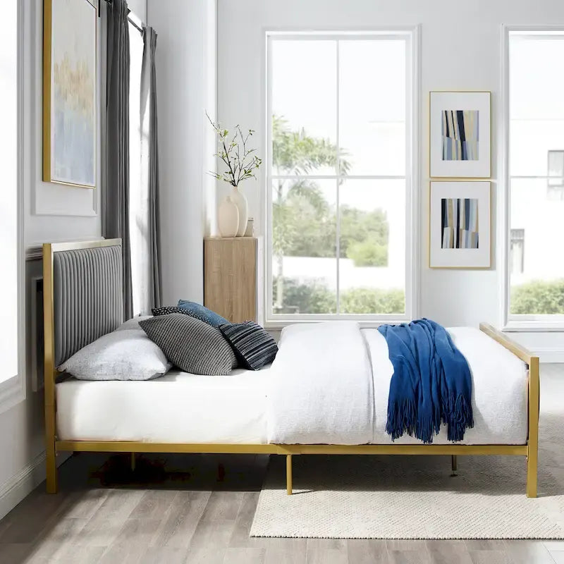 Letto imbottito in velluto
