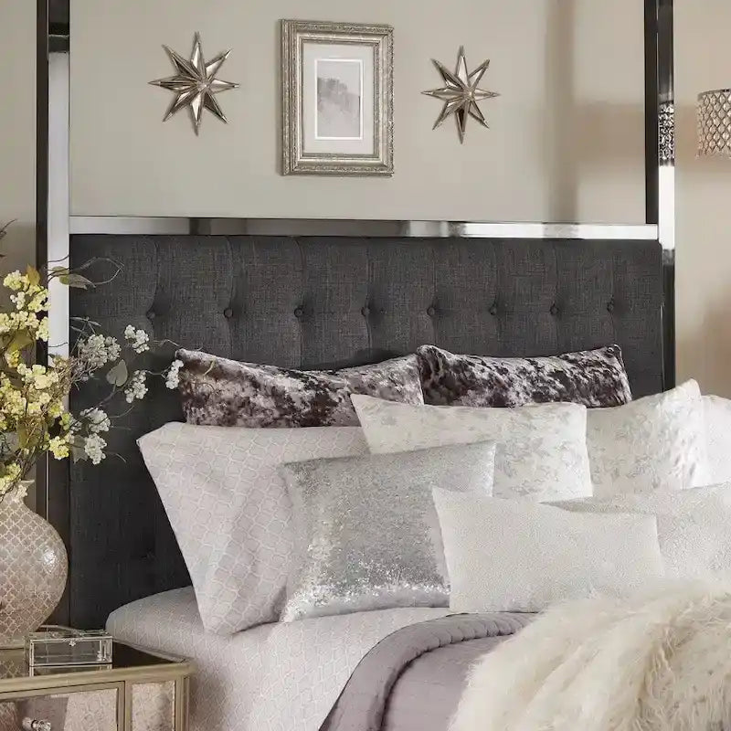 Letto a baldacchino con struttura King-size in nichel nero
