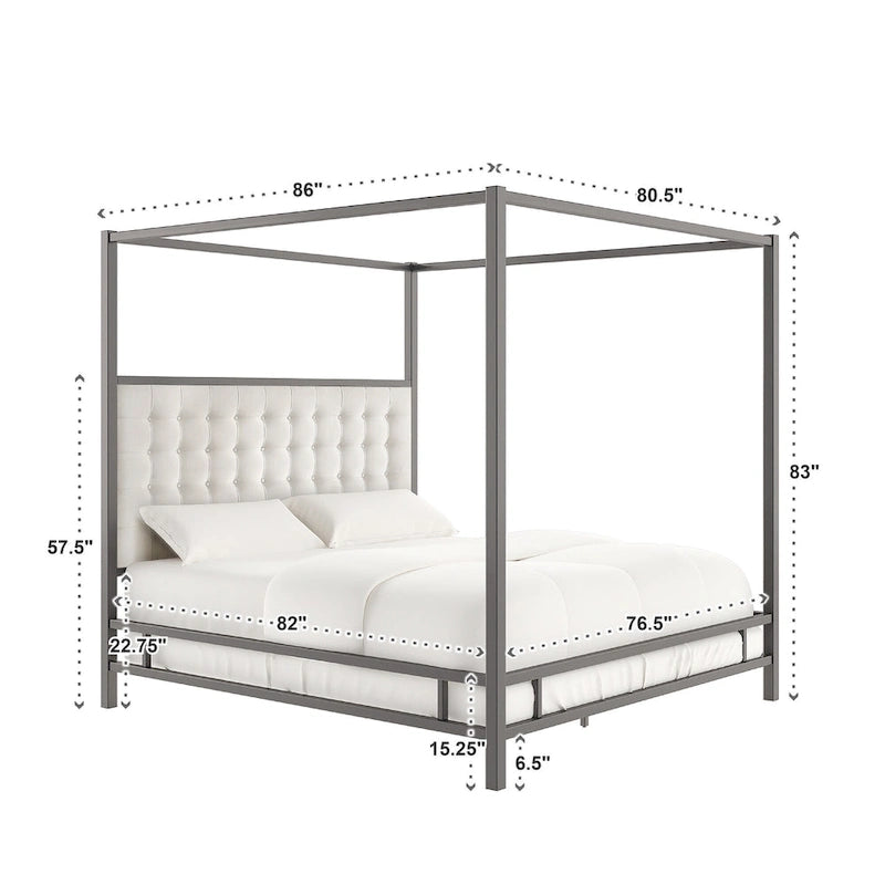 Letto a baldacchino con struttura King-size in nichel nero