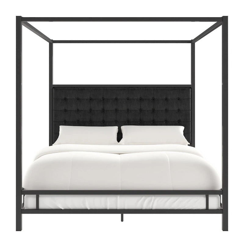 Letto a baldacchino con struttura King-size in nichel nero