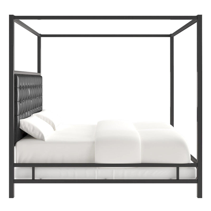 Letto a baldacchino con struttura King-size in nichel nero