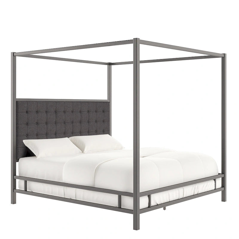 Letto a baldacchino con struttura King-size in nichel nero