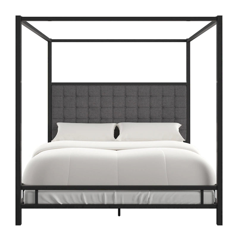 Letto a baldacchino con struttura King-size in nichel nero