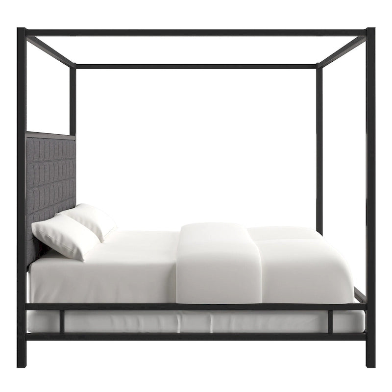Letto a baldacchino con struttura King-size in nichel nero