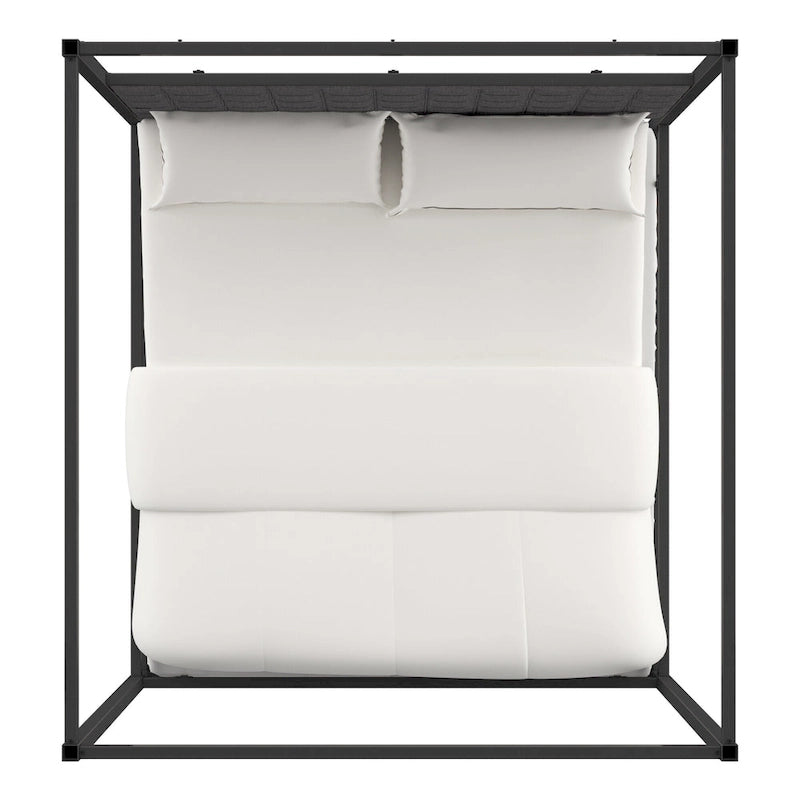 Letto a baldacchino con struttura King-size in nichel nero
