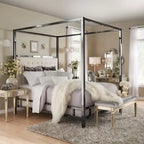 Letto a baldacchino con struttura King-size in nichel nero