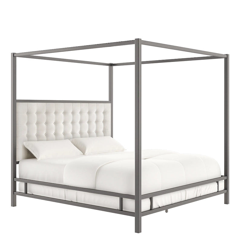 Letto a baldacchino con struttura King-size in nichel nero