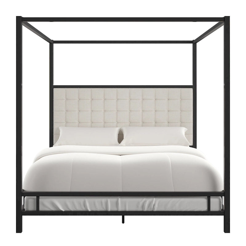 Letto a baldacchino con struttura King-size in nichel nero