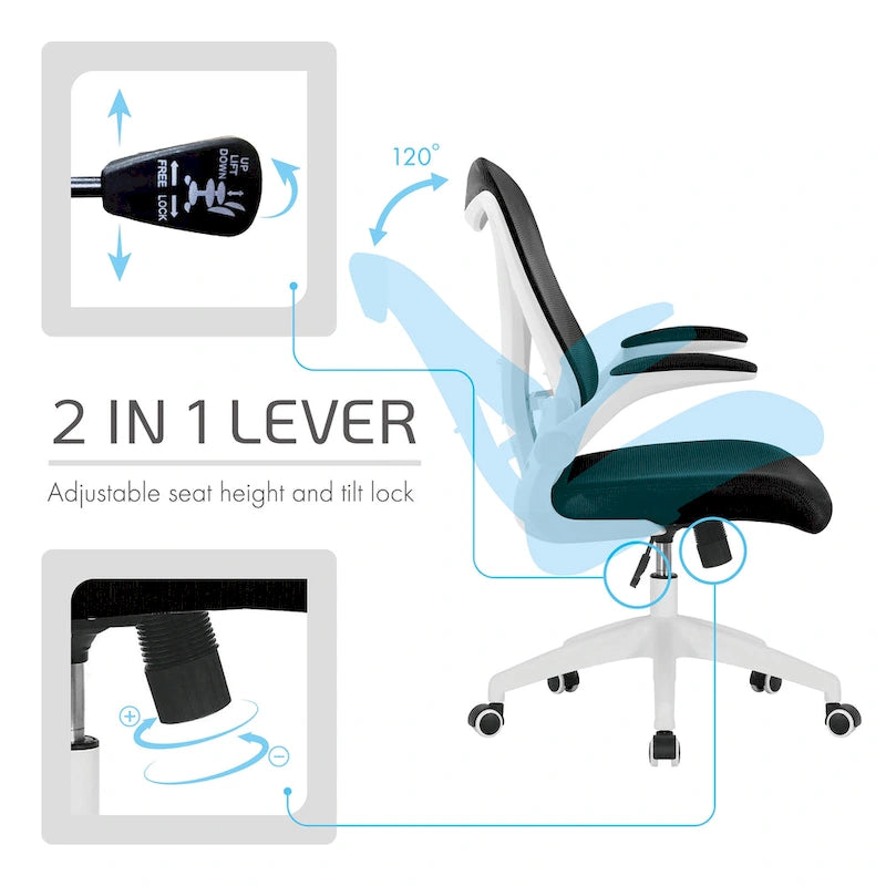 Sedia da ufficio ergonomica in rete con base in nylon e meccanismo di inclinazione