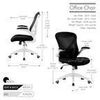 Sedia da ufficio ergonomica in rete con base in nylon e meccanismo di inclinazione