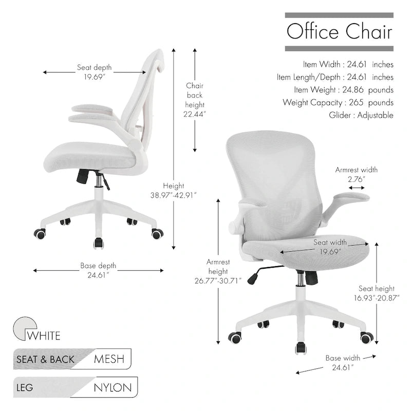 Sedia da ufficio ergonomica in rete con base in nylon e meccanismo di inclinazione