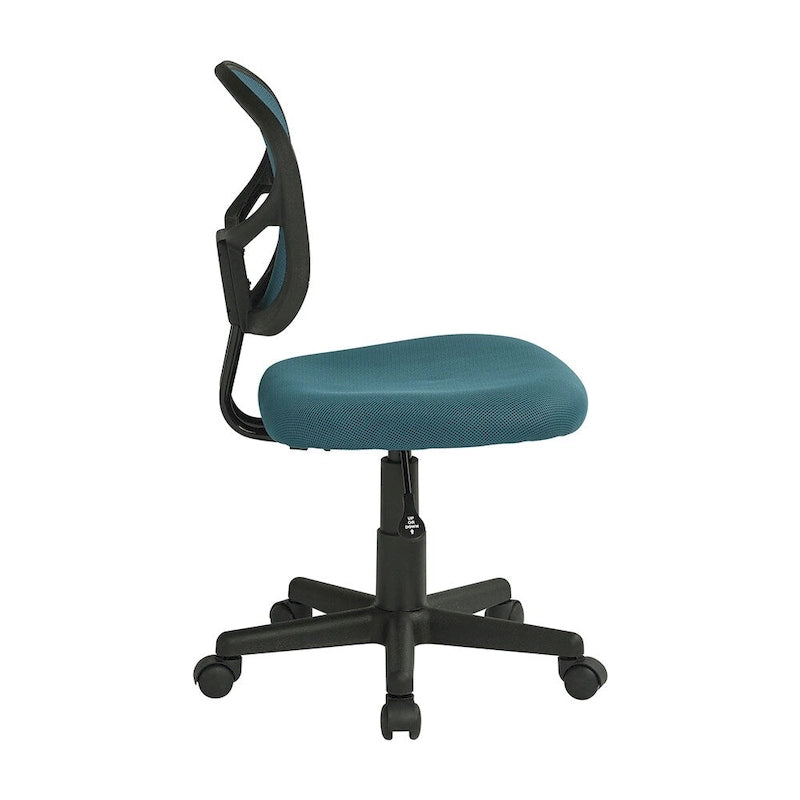 Sedia da lavoro senza braccioli in rete blu
