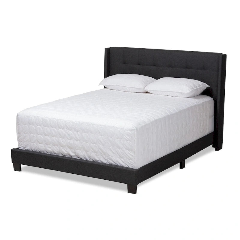 Letto moderno in tessuto trapuntato