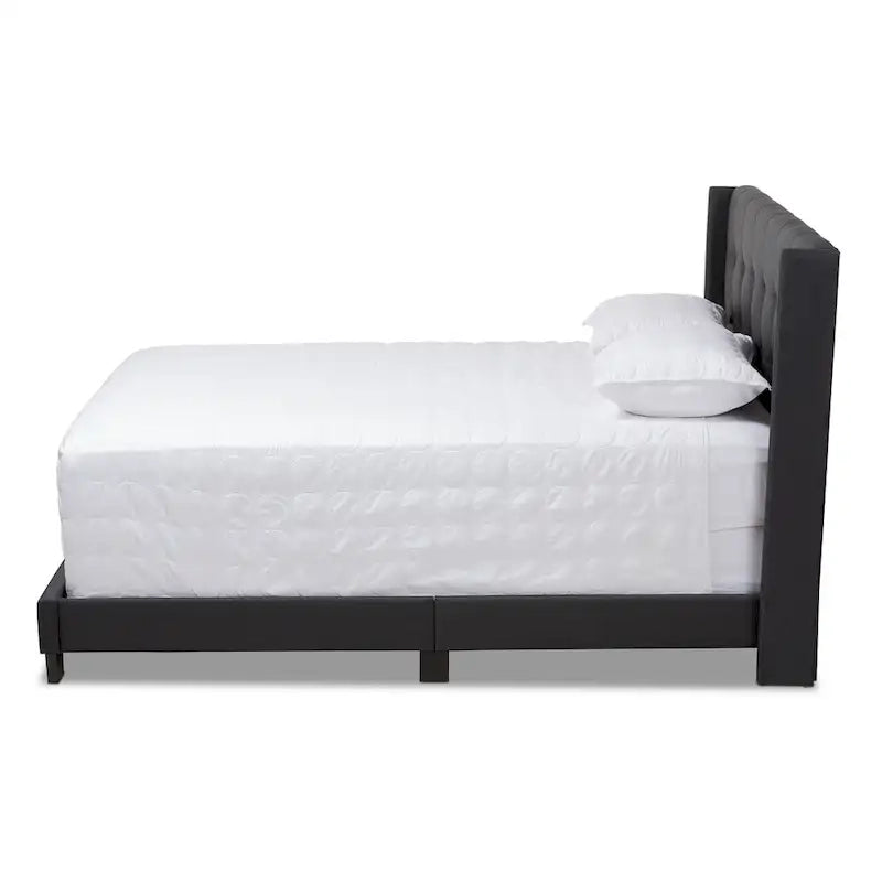 Letto moderno in tessuto trapuntato