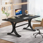 Scrivania per computer moderna da dirigente con gambe a cavalletto, ampio tavolo da scrittura per ufficio domestico