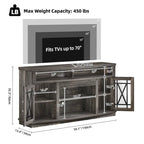 Mobile TV highboy da 59 pollici con 2 ante e luci LED, adatto per TV fino a 70 pollici