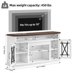 Mobile TV highboy da 59 pollici con 2 ante e luci LED, adatto per TV fino a 70 pollici