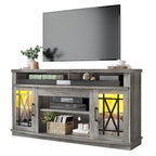 Mobile TV highboy da 59 pollici con 2 ante e luci LED, adatto per TV fino a 70 pollici