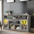 Mobile TV highboy da 59 pollici con 2 ante e luci LED, adatto per TV fino a 70 pollici