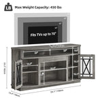 Mobile TV highboy da 59 pollici con 2 ante e luci LED, adatto per TV fino a 70 pollici