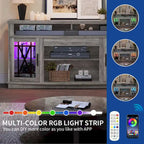 Mobile TV highboy da 59 pollici con 2 ante e luci LED, adatto per TV fino a 70 pollici
