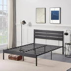 Giroletto con testiera in legno, robuste doghe in metallo di supporto, non è necessario il box spring, nero