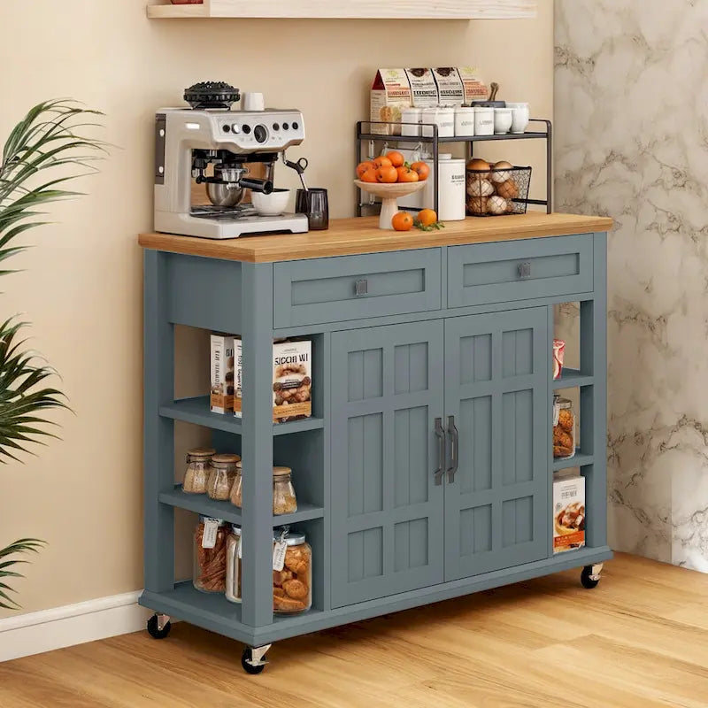 Isola Cucina Carrellata con Vano Contenitore e Cassetti