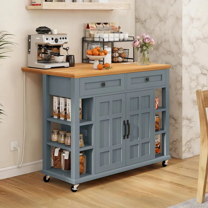 Isola Cucina Carrellata con Vano Contenitore e Cassetti