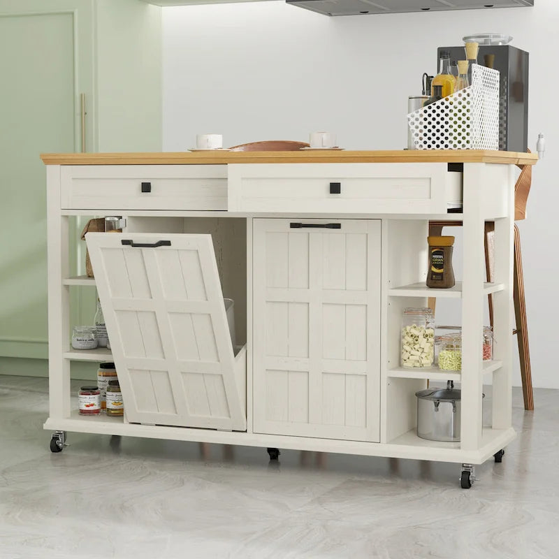 Isola Cucina Carrellata con Vano Contenitore e Cassetti