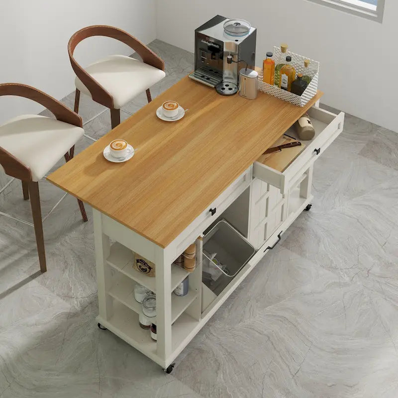 Isola Cucina Carrellata con Vano Contenitore e Cassetti