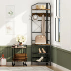 Albero angolare da ingresso con porta scarpe, appendiabiti da ingresso con 6 doppi ganci, scarpiera organizer per ingresso, corridoio, camera da letto