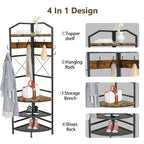 Albero angolare da ingresso con porta scarpe, appendiabiti da ingresso con 6 doppi ganci, scarpiera organizer per ingresso, corridoio, camera da letto