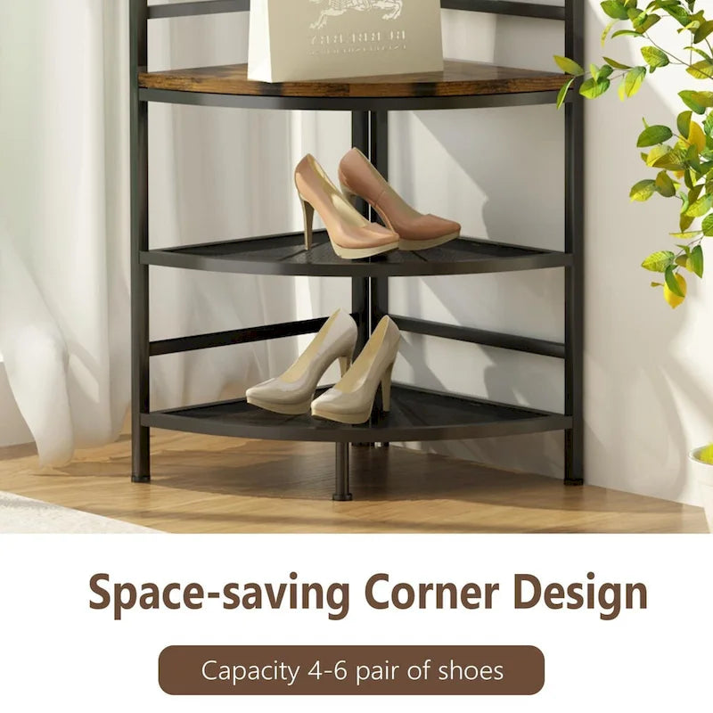 Albero angolare da ingresso con porta scarpe, appendiabiti da ingresso con 6 doppi ganci, scarpiera organizer per ingresso, corridoio, camera da letto