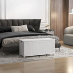 Cassapanca Contenitore, Scatola in Legno con 2 Cerniere di Sicurezza e Maniglie Intagliate, Baule Contenitore Moderno per Soggiorno, Ingresso