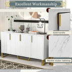 Credenza moderna con quattro ante, maniglie e gambe in metallo e scaffali regolabili per la cucina