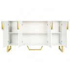 Credenza moderna con quattro ante, maniglie e gambe in metallo e scaffali regolabili per la cucina