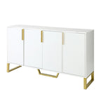 Credenza moderna con quattro ante, maniglie e gambe in metallo e scaffali regolabili per la cucina