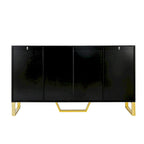 Credenza moderna con quattro ante, maniglie e gambe in metallo e scaffali regolabili per la cucina