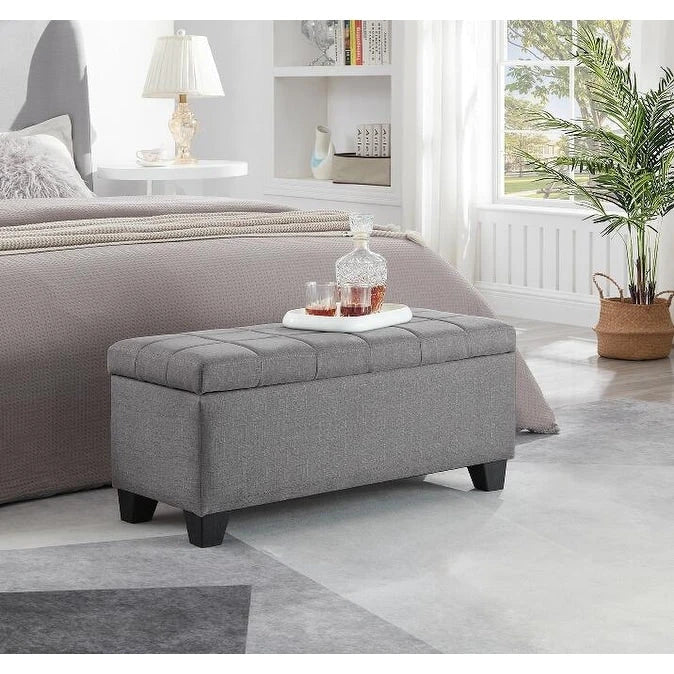 Panca contenitore rettangolare imbottita, Panca da camera da letto fondo letto