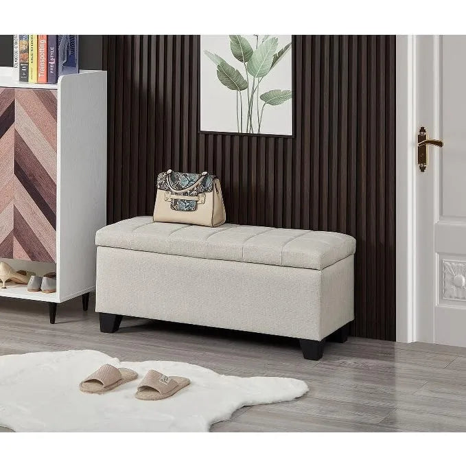 Panca contenitore rettangolare imbottita, Panca da camera da letto fondo letto