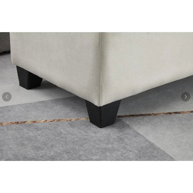 Panca contenitore rettangolare imbottita, Panca da camera da letto fondo letto