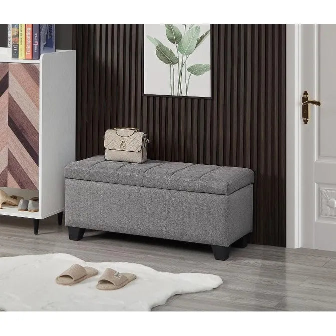 Panca contenitore rettangolare imbottita, Panca da camera da letto fondo letto