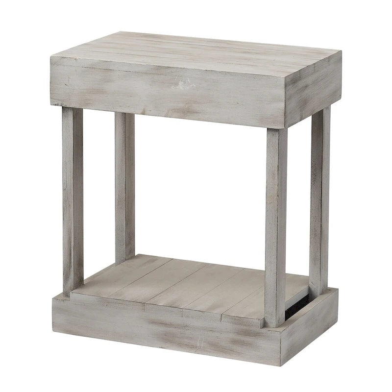 Tavolino/Tavolo d'Appoggio per Divano in Legno Massello Stile Rustico - 11 L x 26 A