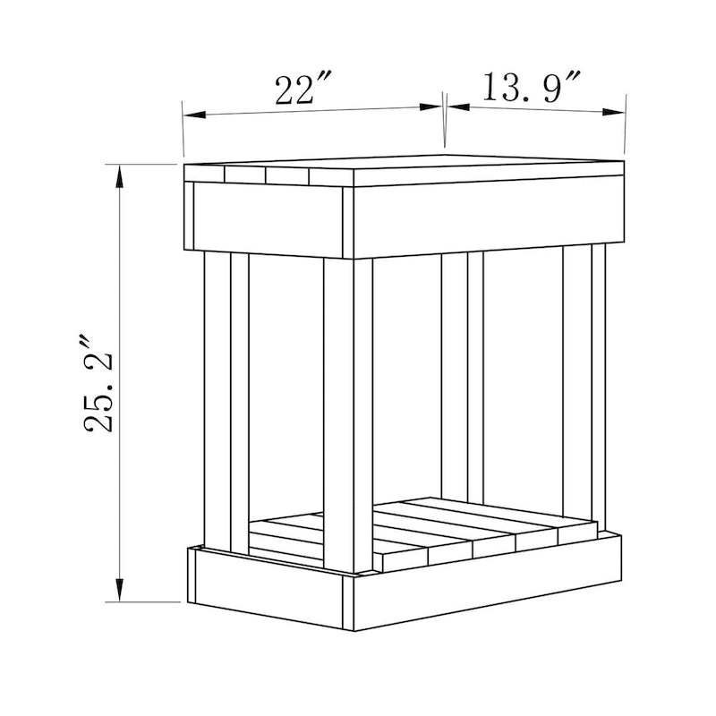 Tavolino/Tavolo d'Appoggio per Divano in Legno Massello Stile Rustico - 11 L x 26 A