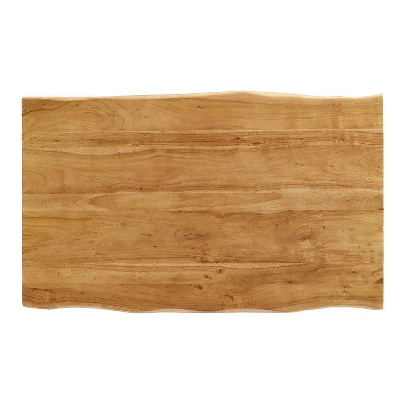 60 Tavolo da Pranzo in Legno di Acacia Bordo Naturale - Nero Naturale