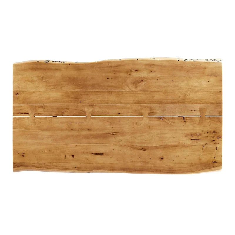 60 Tavolo da Pranzo in Legno di Acacia Bordo Naturale - Nero Naturale
