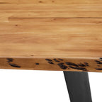 60 Tavolo da Pranzo in Legno di Acacia Bordo Naturale - Nero Naturale