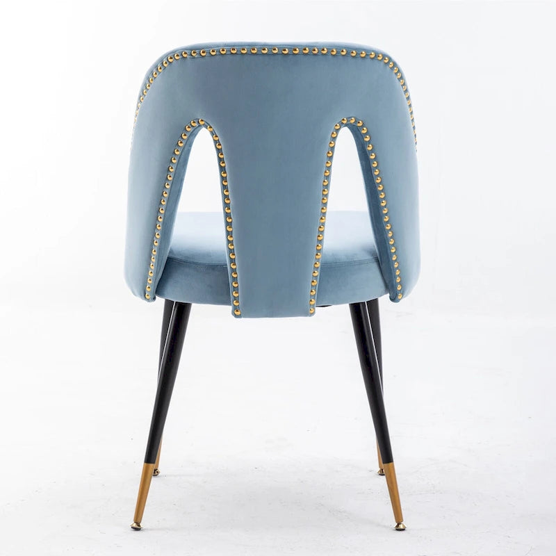 Sedie da pranzo imbottite moderne e contemporanee con borchie e gambe in metallo