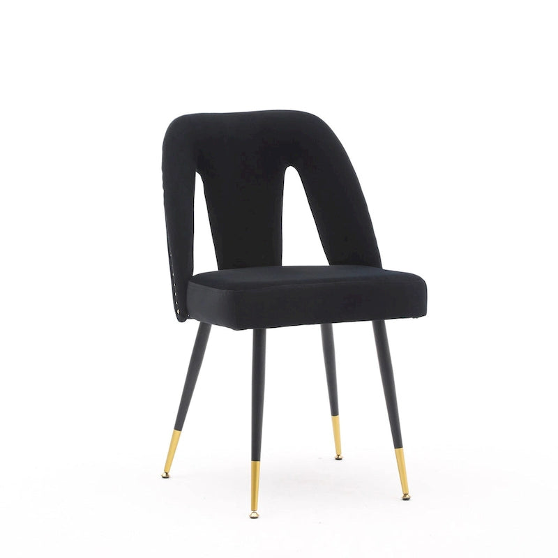 Sedie da pranzo imbottite moderne e contemporanee con borchie e gambe in metallo
