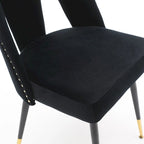 Sedie da pranzo imbottite moderne e contemporanee con borchie e gambe in metallo